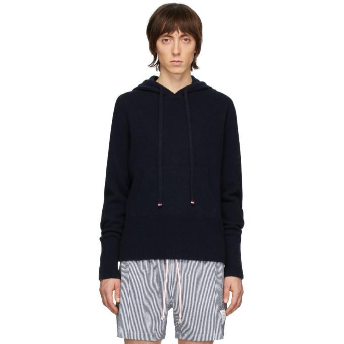 Thom Browne Navy Cashmere Over-Washed Hoodie