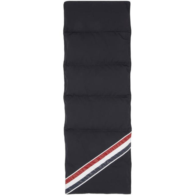 Thom Browne Navy Down RWB Stripe Scarf