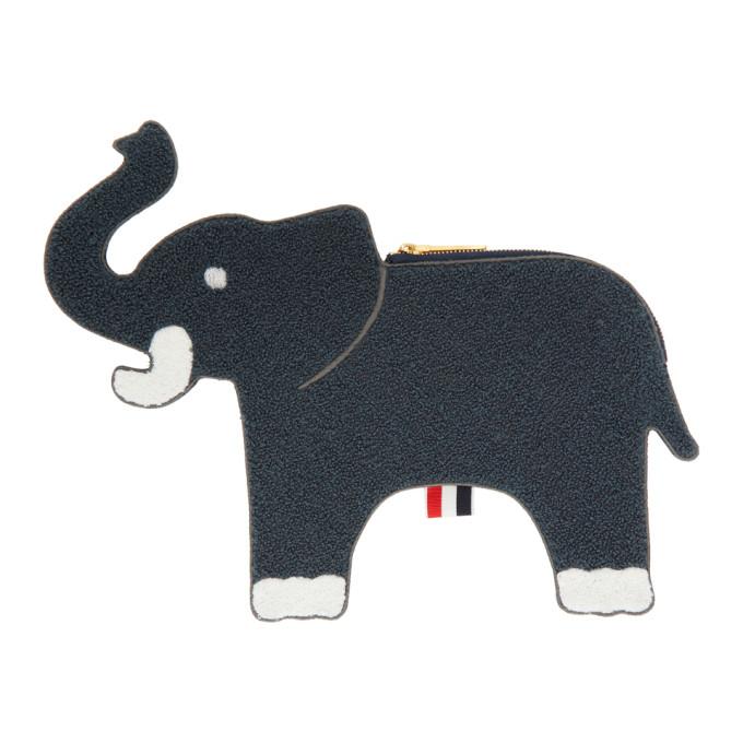 Thom Browne Navy Fluffy Elephant Pouch