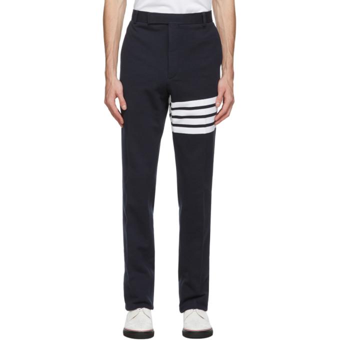 Thom Browne Navy French Terry 4-Bar Trouser