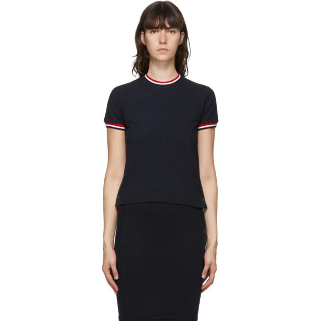 Thom Browne Navy Pique Stripe T-Shirt