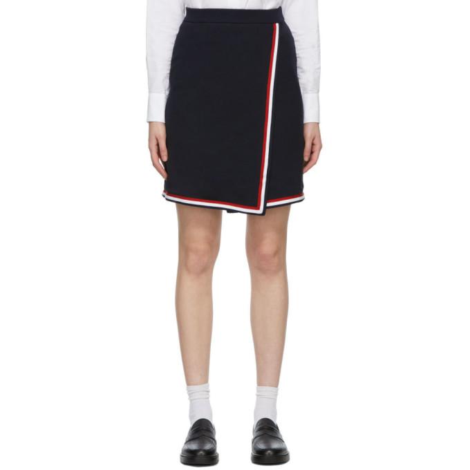 Thom Browne Navy Pique Wrap Miniskirt