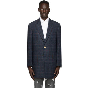 Thom Browne check-pattern tweed coat - Grey