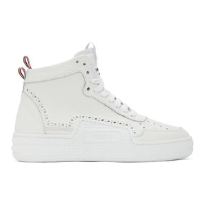 Thom Browne White Calfskin Basketball Sneakers