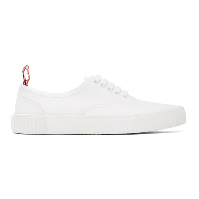 Thom Browne White Heritage Vulcanized Sneakers