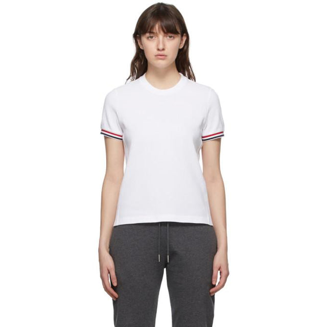 Thom Browne White Pique RWB Stripe T-Shirt