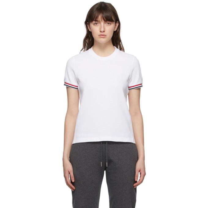 Thom Browne White Pique RWB Stripe T-Shirt