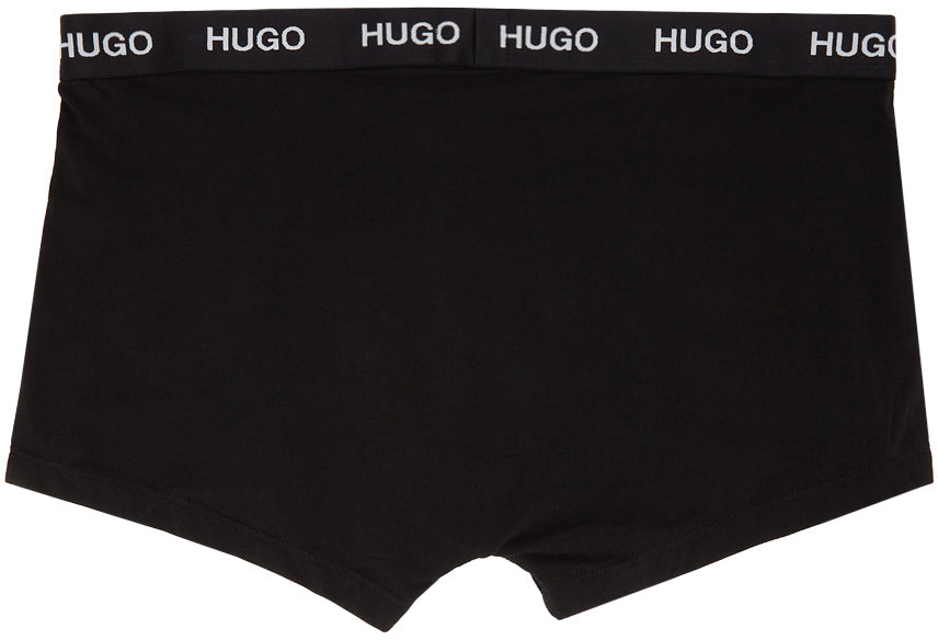 Hugo Three-Pack Black Logo Waistband Trunk Briefs