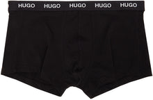 Hugo Three-Pack Black Logo Waistband Trunk Briefs
