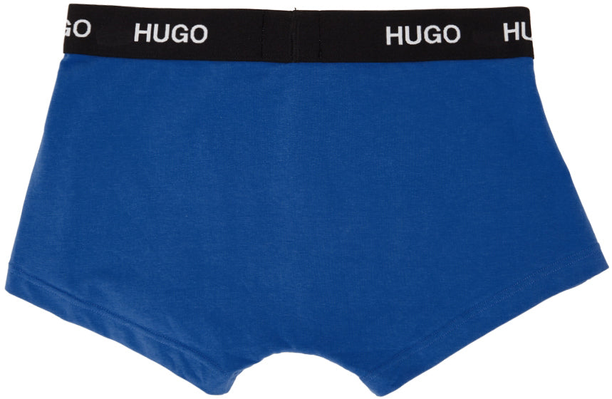 Hugo Three-Pack Multicolor Logo Waistband Trunk Briefs