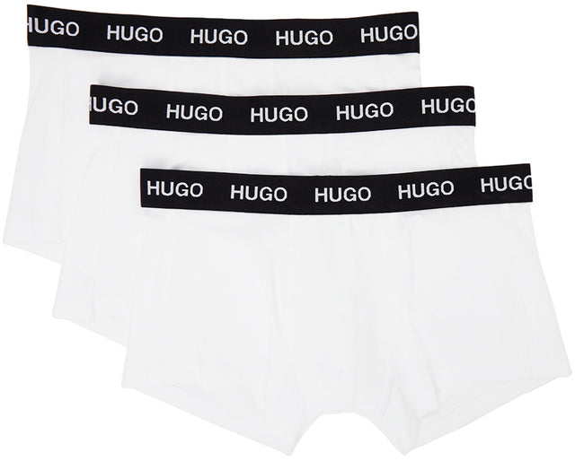 Hugo Three-Pack White Logo Boxer Briefs - Slips de boxeur de logo blanc Hugo Three-Pack - Hugo 3 팩 화이트 로고 복서 팬티