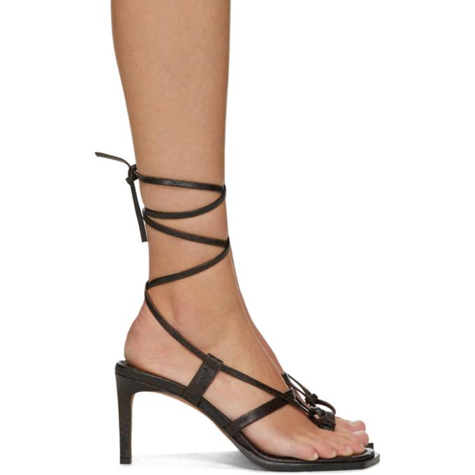 Tibi Brown Embossed Snake Sandals