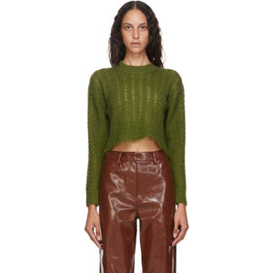 Tibi Green Nuage Cropped Crewneck