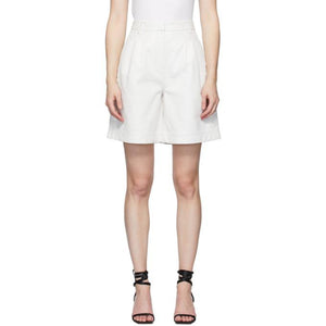 Tibi Off-White Lizard Pleated Shorts