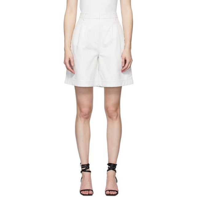 Tibi Off-White Lizard Pleated Shorts