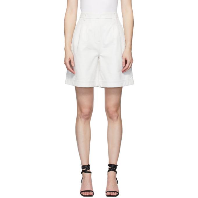 Tibi Off-White Lizard Pleated Shorts