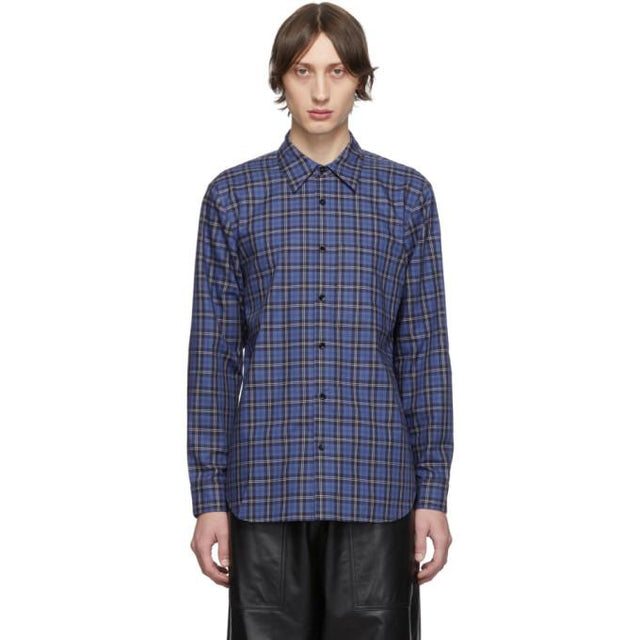 Tibi SSENSE Exclusive Blue and Multicolor Check Kingston Shirt