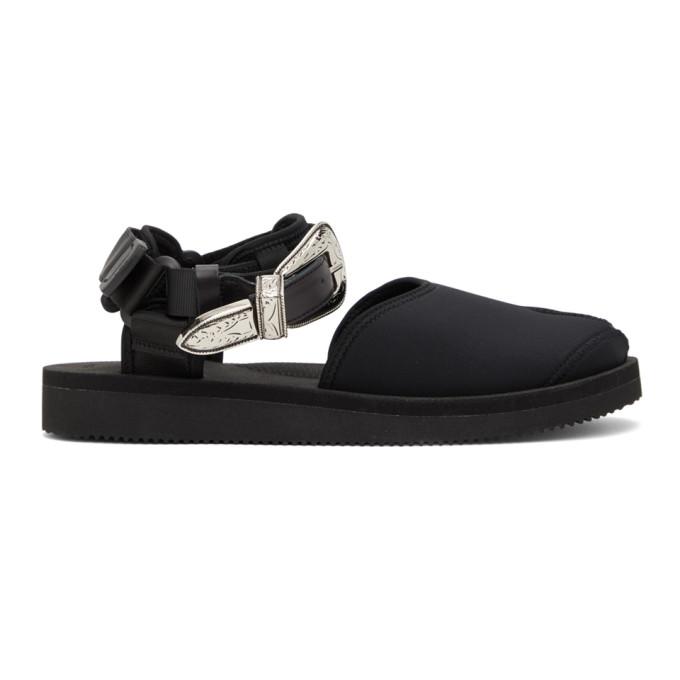 Toga Black Suicoke Edition Leather Tabi-SP Sandals