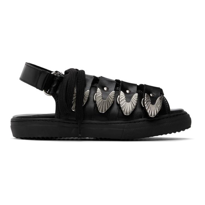 Toga Pulla Black Leather Hardware Sandals