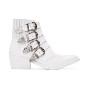 Pulla White Four-Buckle Boots – BlackSkinny