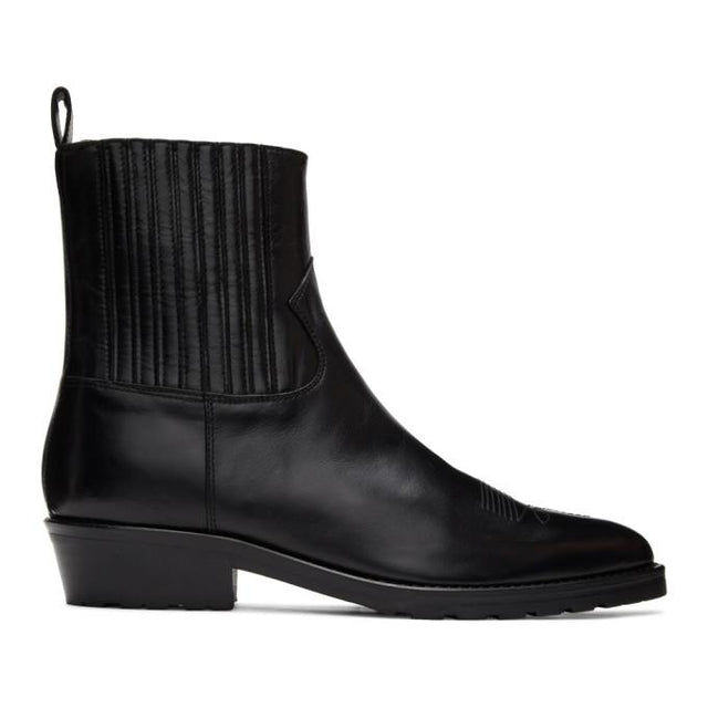 Toga Virilis Black Hard Leather Chelsea Boots