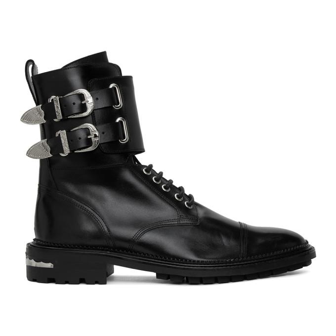 Toga Virilis Black Leather Buckle Boots