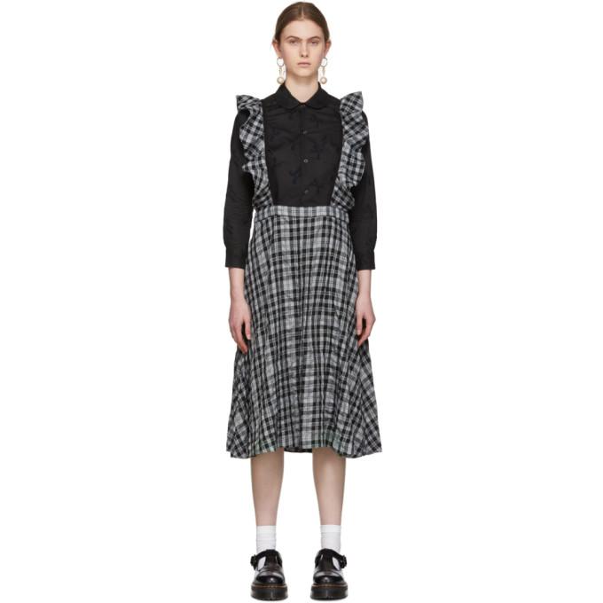 Tricot Comme des Garcons Black and Grey Check Shoulder Straps Skirt