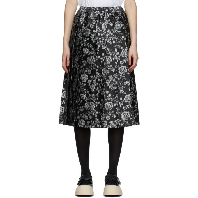 Tricot Comme des Garcons Black and Grey Floral Jacquard Skirt