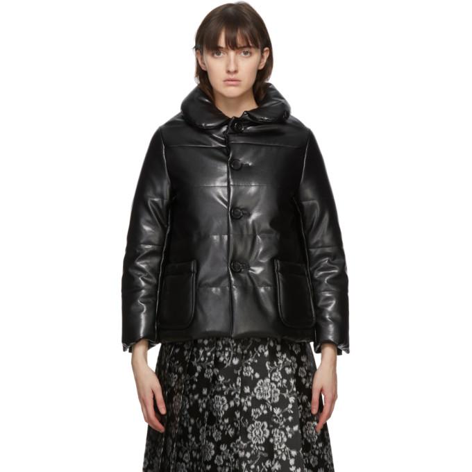 Tricot Comme des Garcons Black Faux-Leather Puffer Jacket