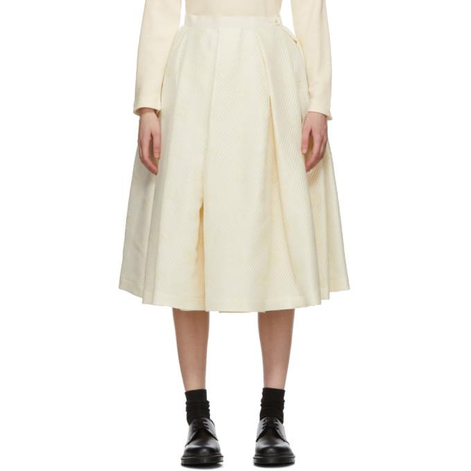 Tricot Comme des Garcons Off-White Wool Wide Pleat Skirt