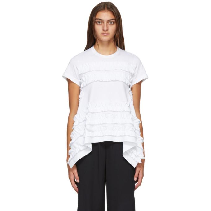 Tricot Comme des Garcons White A-Line Ruffled T-Shirt
