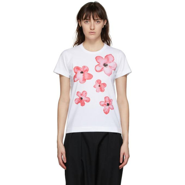 Tricot Comme des Garcons White Floral Print T-Shirt