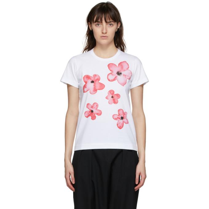 Tricot Comme des Garcons White Floral Print T-Shirt