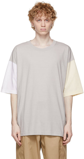 ts(s) Grey Colorblock Dry Touch T-Shirt - Ts T-shirt T-shirt tactile sèche couleur gris - TS (S) 그레이 컬러 블록 드라이 터치 티셔츠