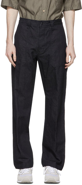 ts(s) Navy Herringbone Fatigue Trousers - TS (S) Pantalon Fatigue Herringbone Navy - TS (S) 해군 헤링본 피로 바지