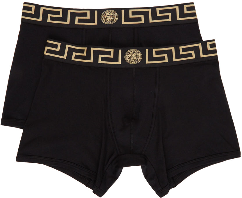 Versace Underwear Two-Pack Black Greca Border Boxer Briefs