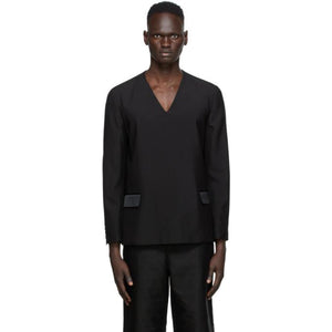 Undercover Black Gabardine V-Neck Sweater
