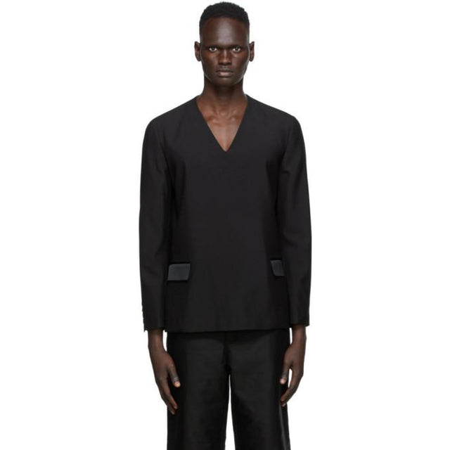Undercover Black Gabardine V-Neck Sweater