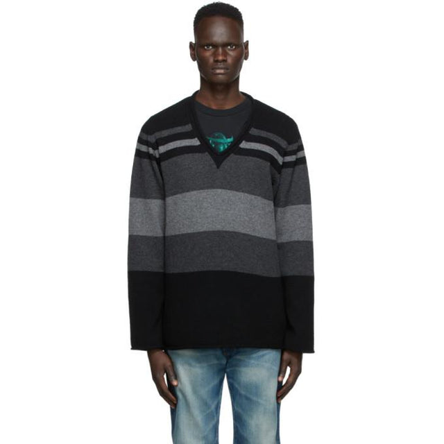 Undercover Black Stripe V-Neck Sweater