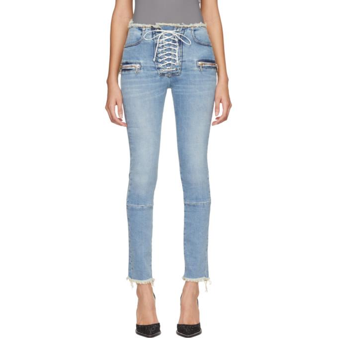 Unravel Blue Lace-Up Skinny Jeans