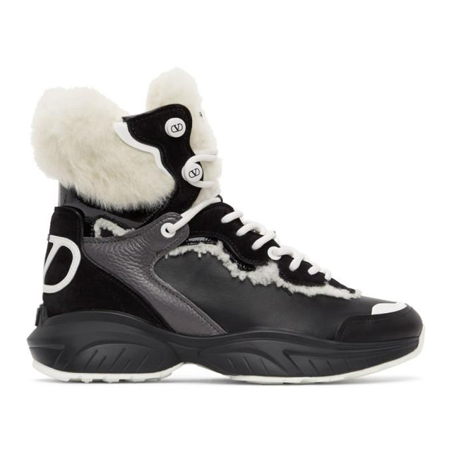 Valentino Black and White Valentino Garavani VLogo High-Top Sneakers