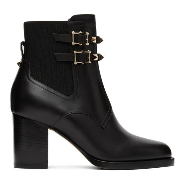 Valentino Black Valentino Garavani Beatle Rockstud Heeled Ankle Boots