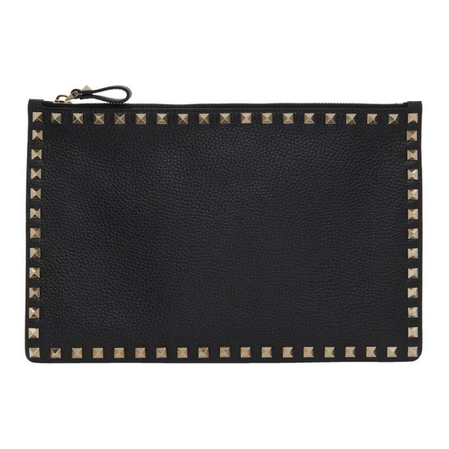 Valentino Black Valentino Garavani Large Rockstud Flat Pouch