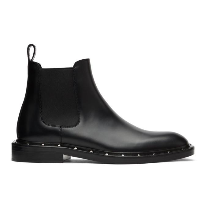 Valentino Black Valentino Garavani Rockstud Beatle Chelsea Boots
