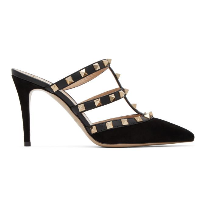 Valentino Black Valentino Garavani Rockstud Mule Heels