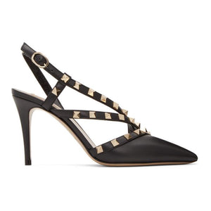 Valentino Black Valentino Garavani Rockstud Slingback 90 Heels