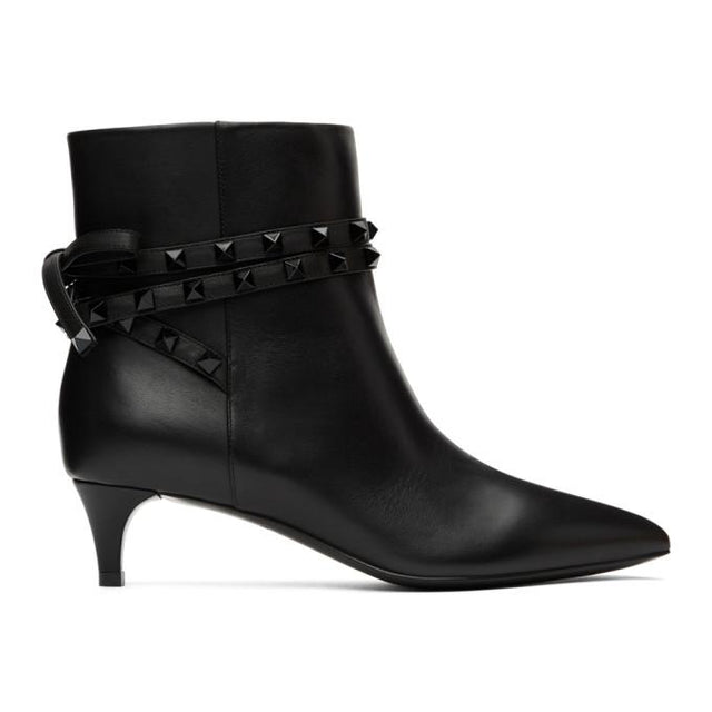 Valentino Black Valentino Garavani Rockstud Tie Ankle Boots