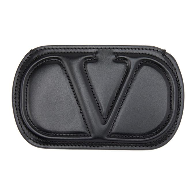 Valentino Black Valentino Garavani Stitched VLogo Cardholder