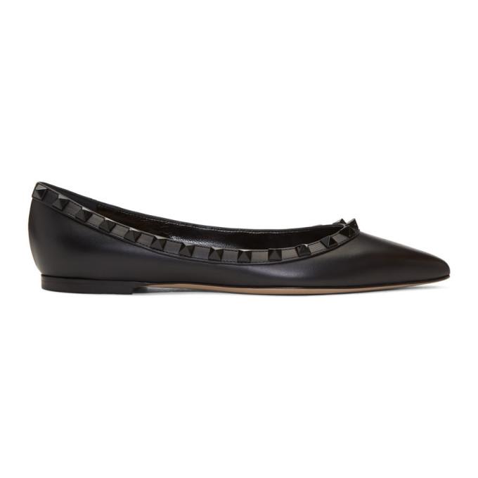 Valentino Black Valentino Garavani Tonal Rockstud Ballerina Flats