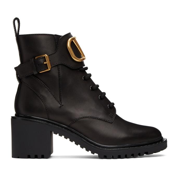Valentino Black Valentino Garavani VLogo Combat Boots